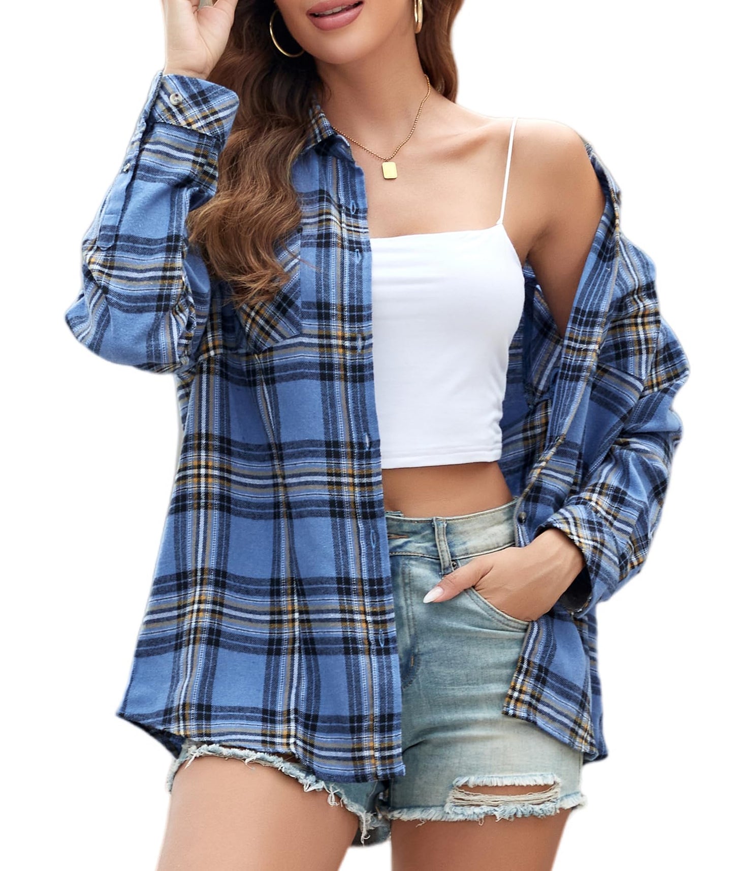 Flannel Shirts for Women Buffalo Plaid Shirts Oversized Long Sleeve