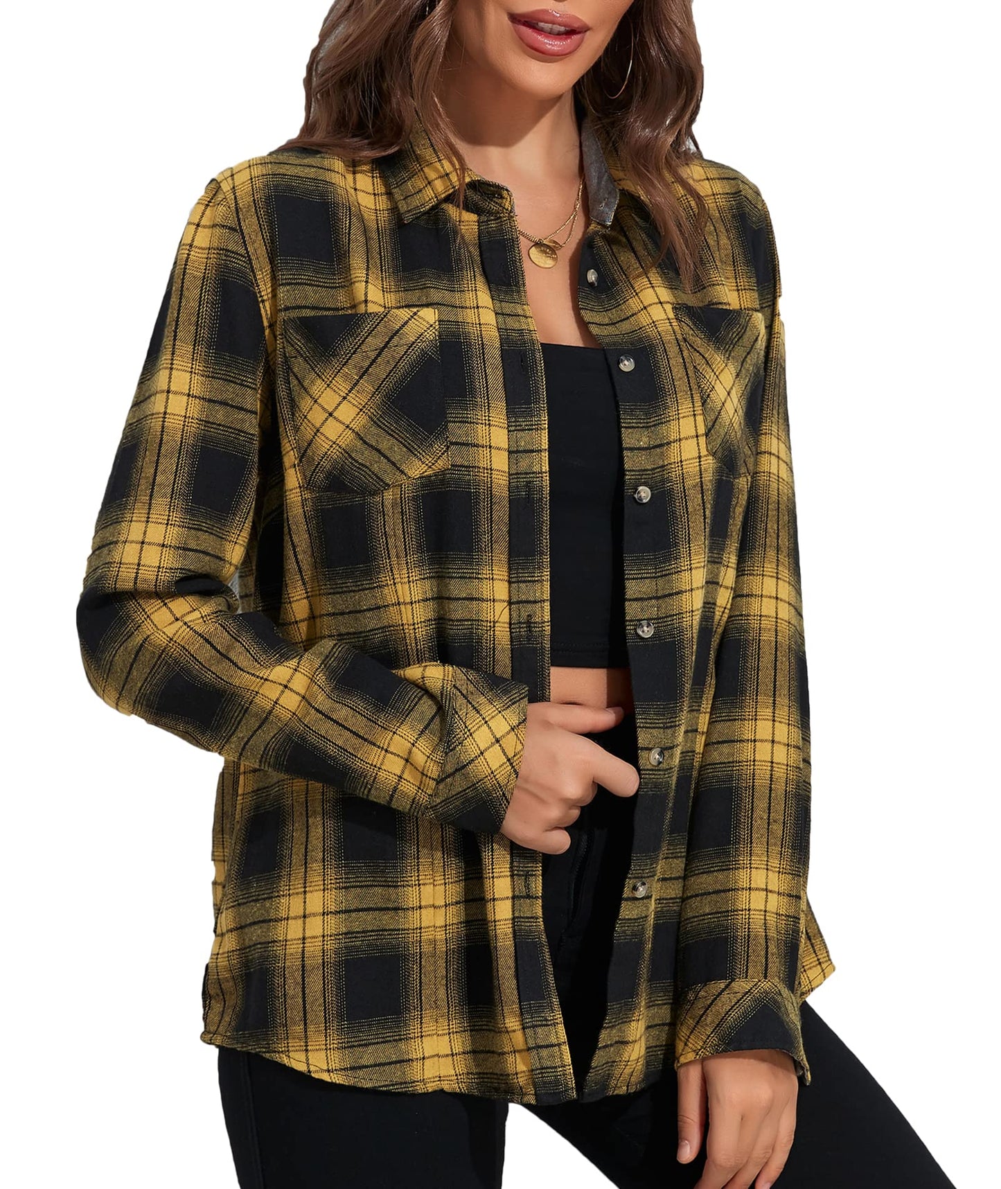 Flannel Shirts for Women Buffalo Plaid Shirts Oversized Long Sleeve