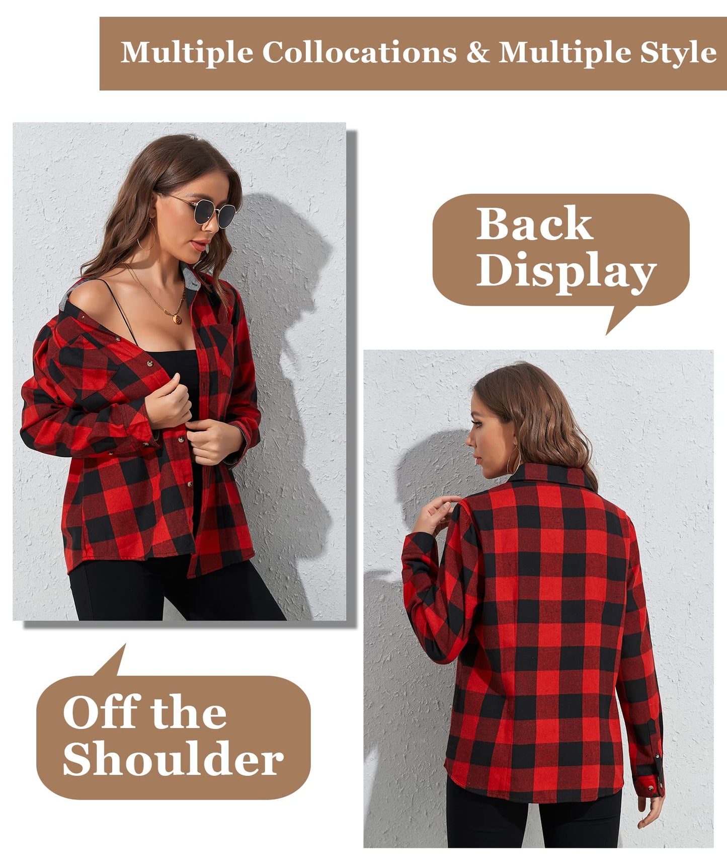 Flannel Shirts for Women Buffalo Plaid Shirts Oversized Long Sleeve