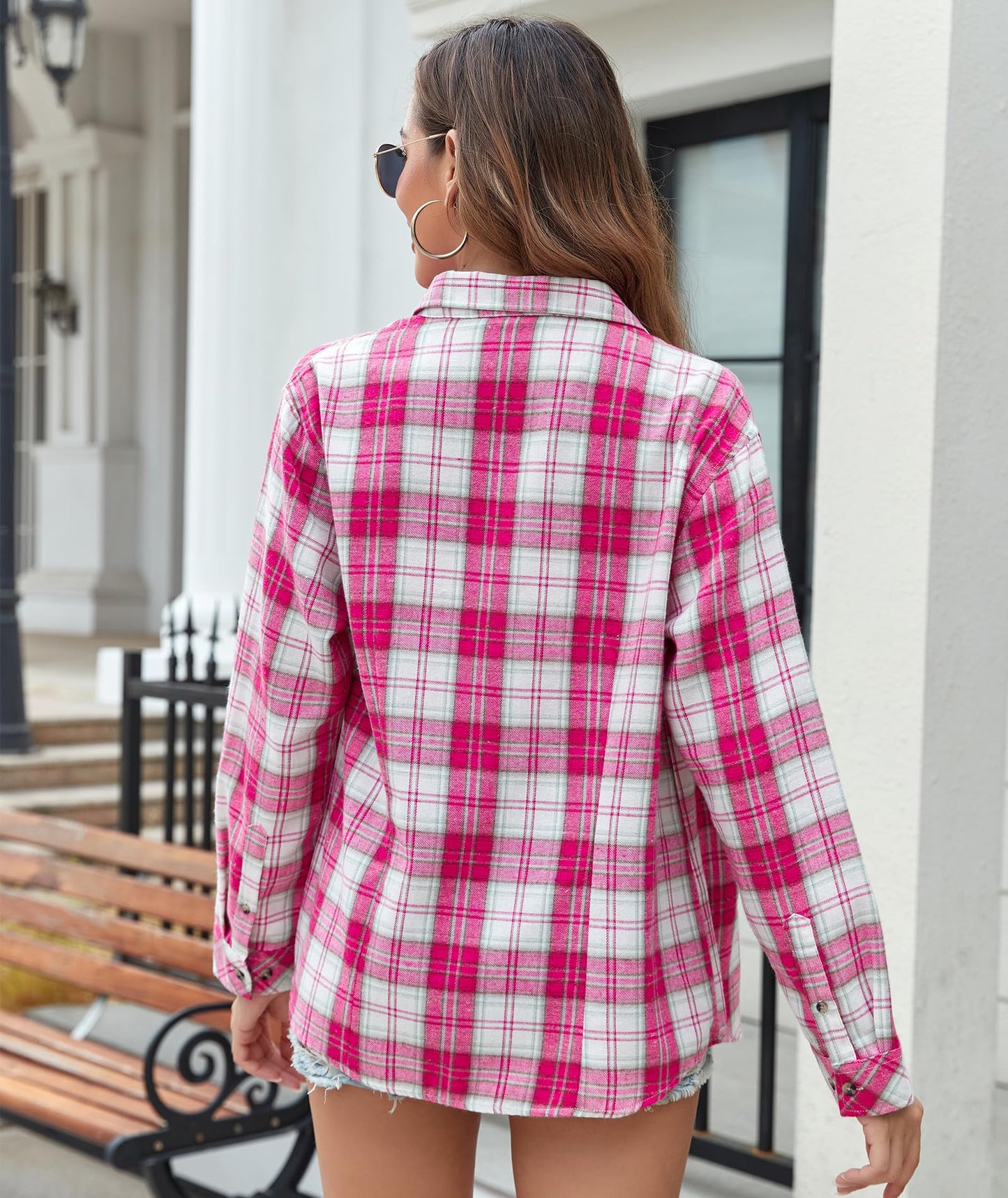 Flannel Shirts for Women Buffalo Plaid Shirts Oversized Long Sleeve