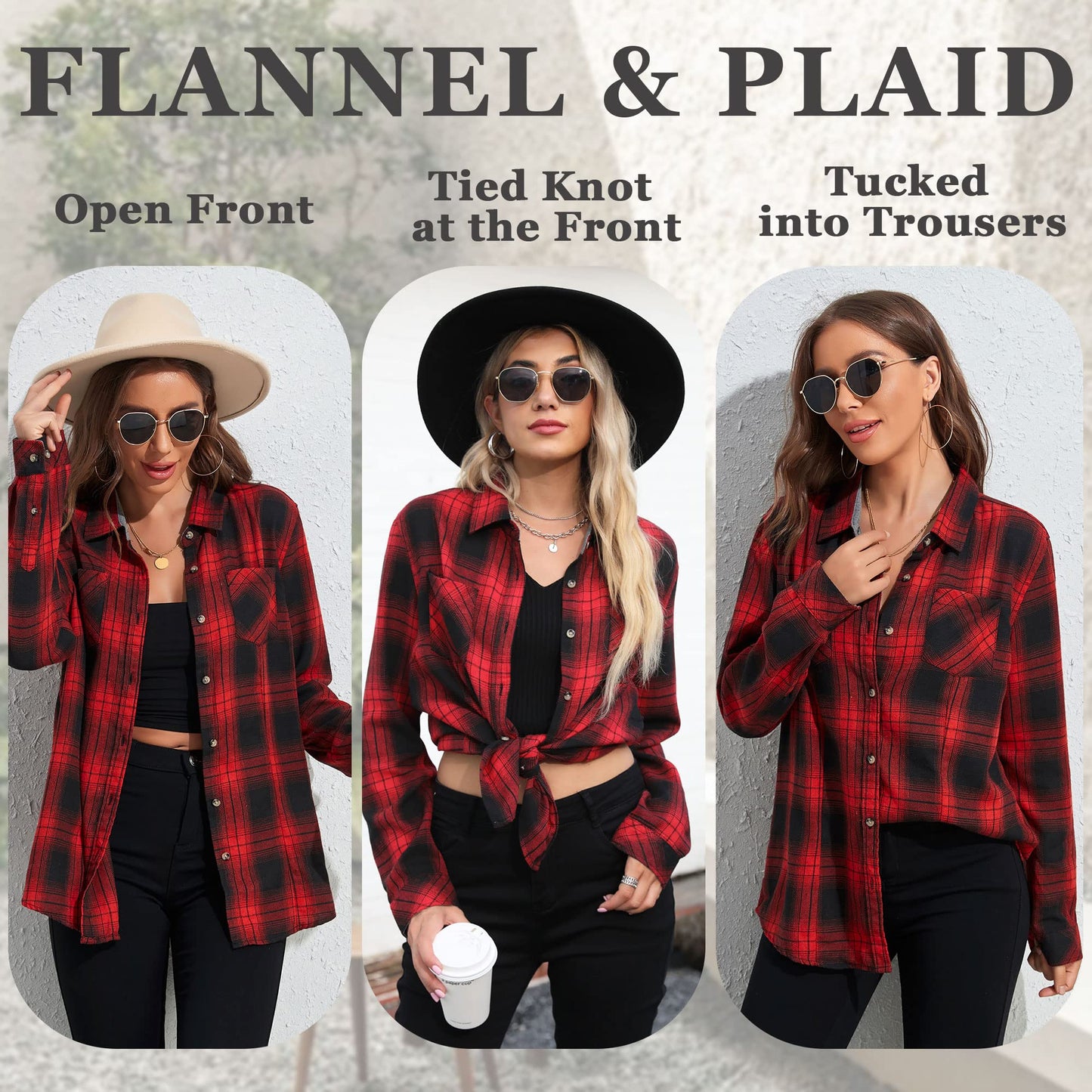 Flannel Shirts for Women Buffalo Plaid Shirts Oversized Long Sleeve