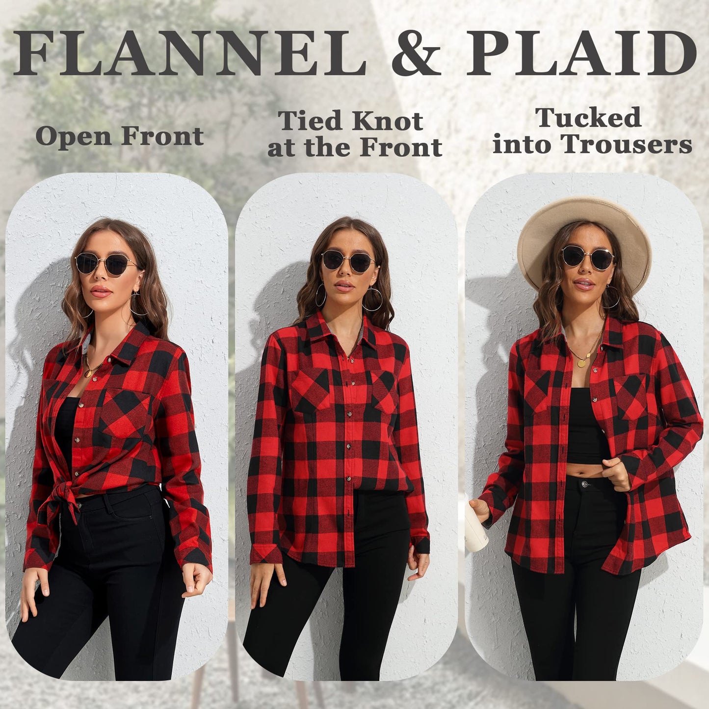 Flannel Shirts for Women Buffalo Plaid Shirts Oversized Long Sleeve