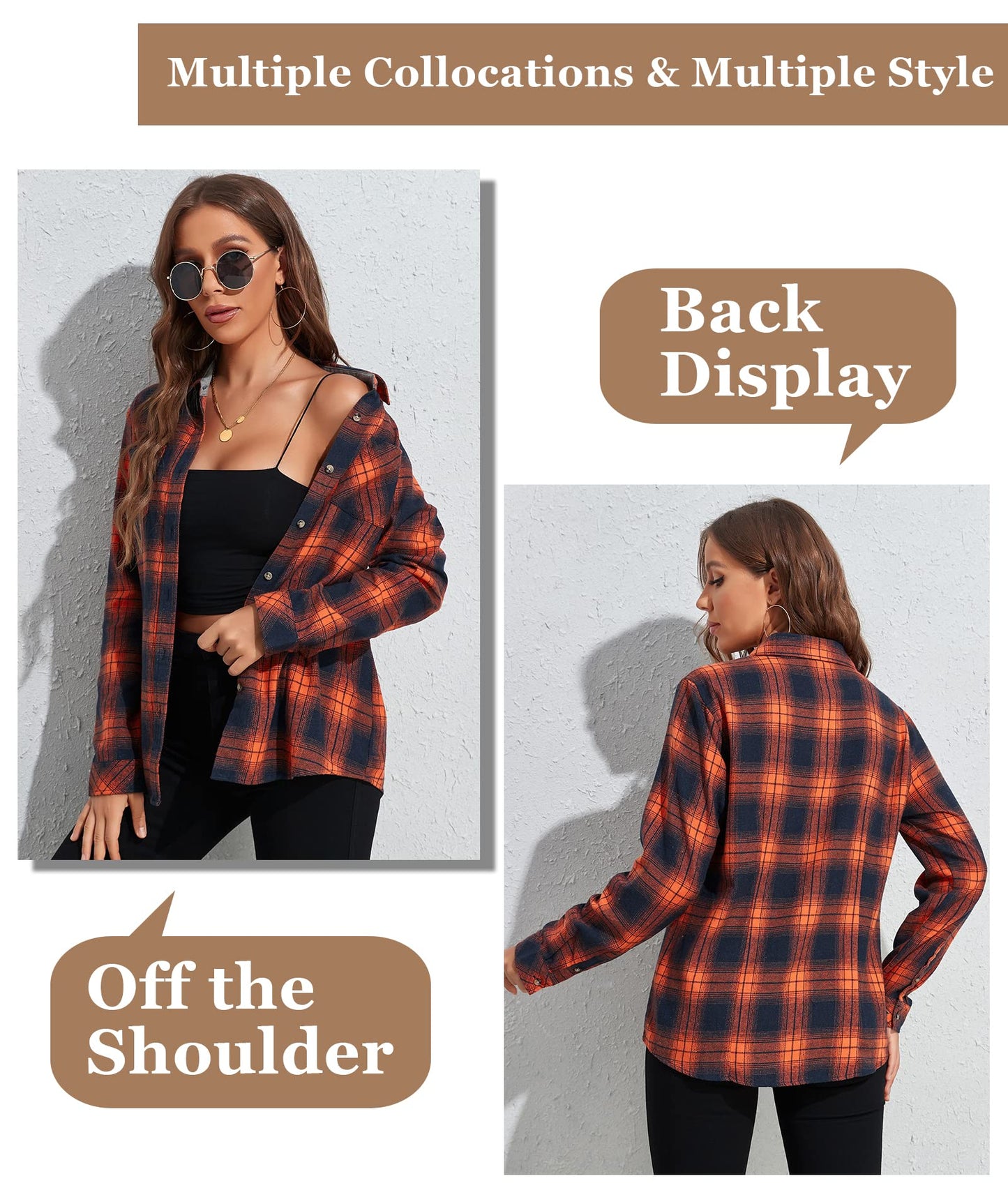 Flannel Shirts for Women Buffalo Plaid Shirts Oversized Long Sleeve