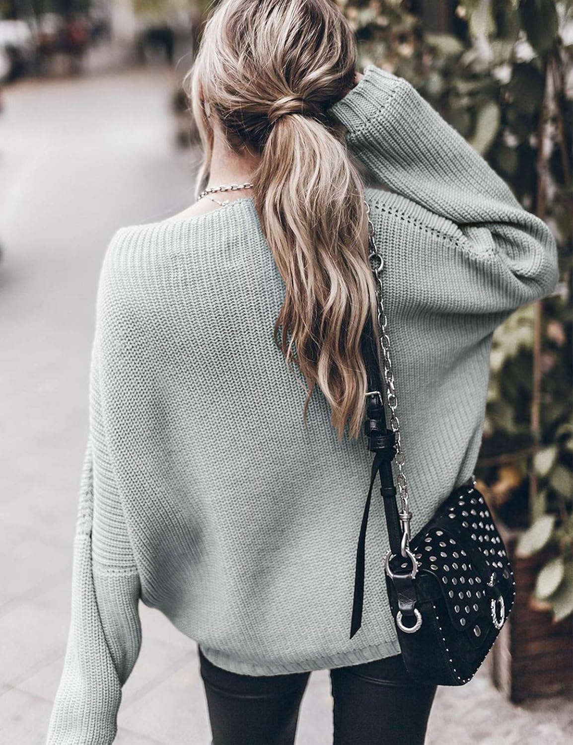 Women's Oversized Sweaters Batwing Sleeve Mock Neck Jumper Tops Chunky Knit Pullover Sweater