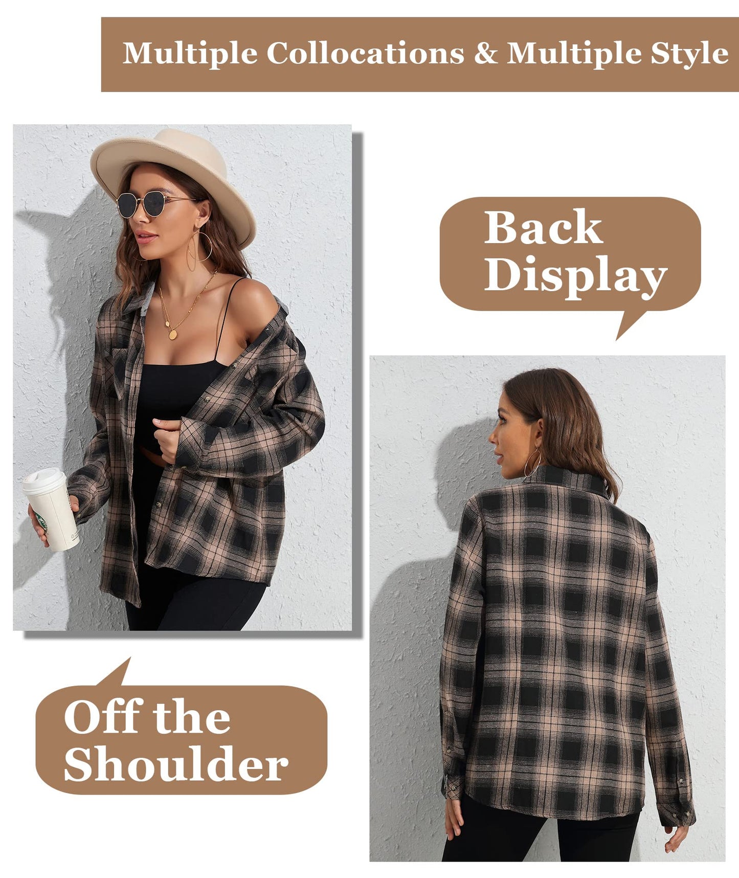 Flannel Shirts for Women Buffalo Plaid Shirts Oversized Long Sleeve