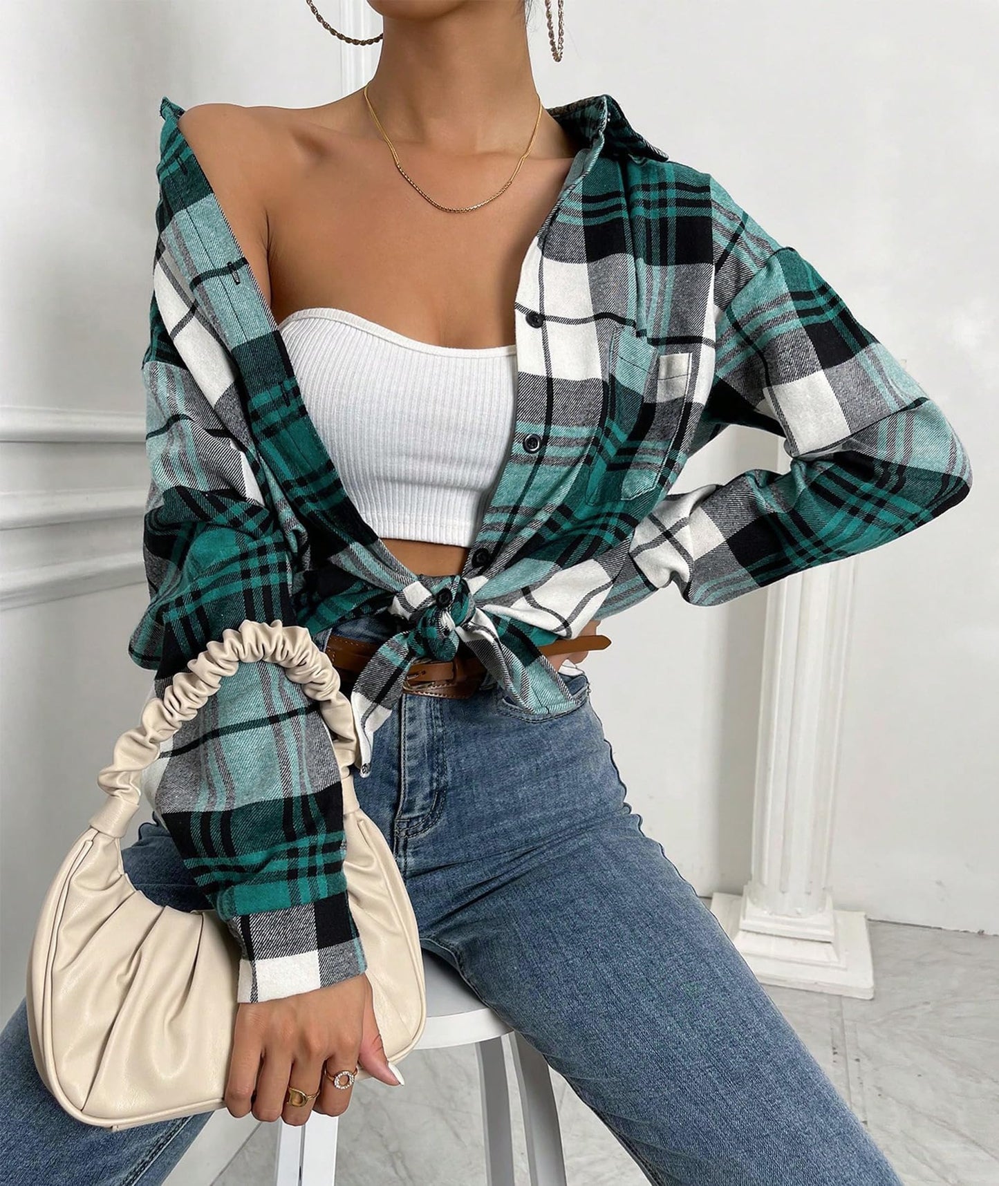 Flannel Shirts for Women Buffalo Plaid Shirts Oversized Long Sleeve