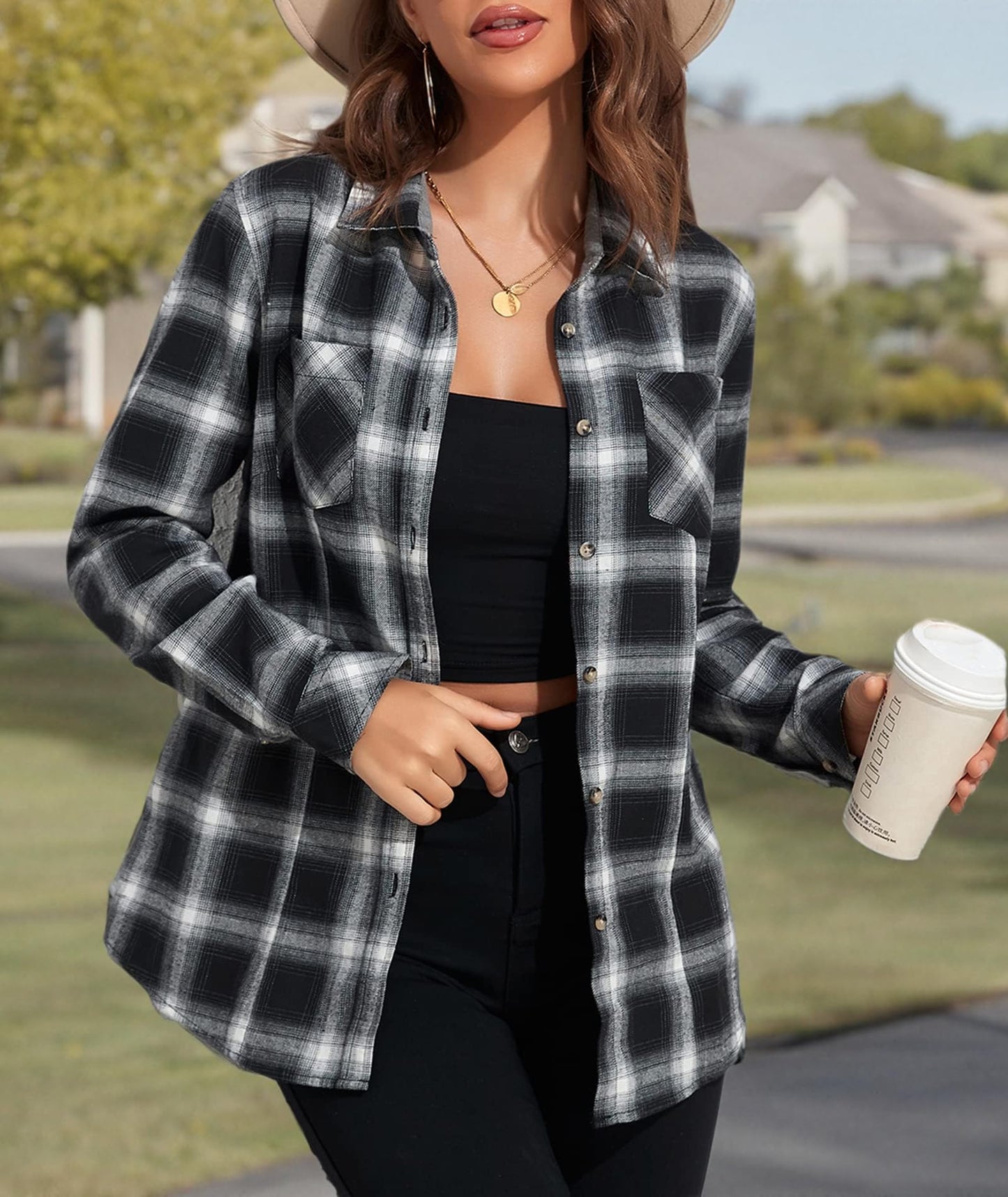 Flannel Shirts for Women Buffalo Plaid Shirts Oversized Long Sleeve