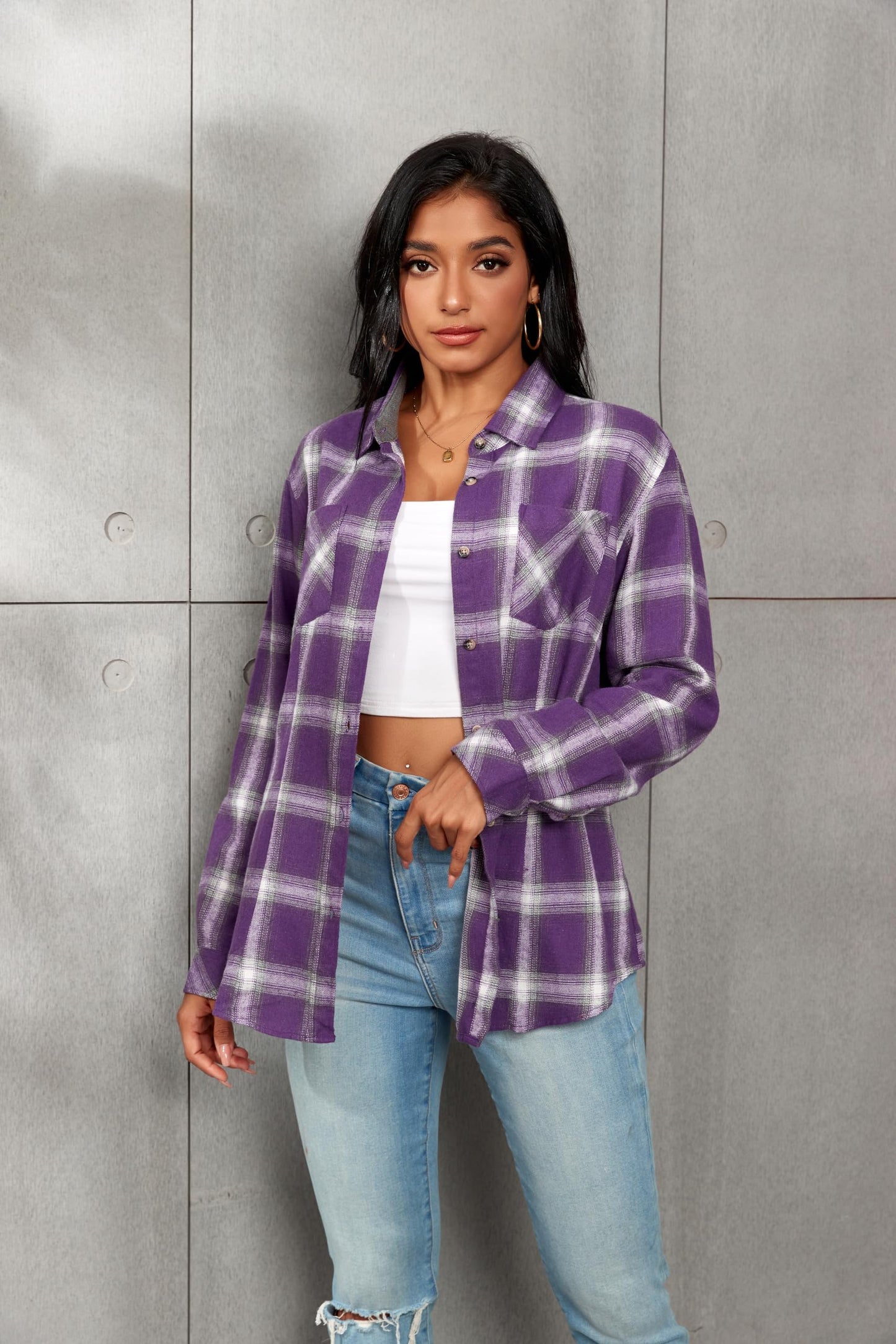 Flannel Shirts for Women Buffalo Plaid Shirts Oversized Long Sleeve