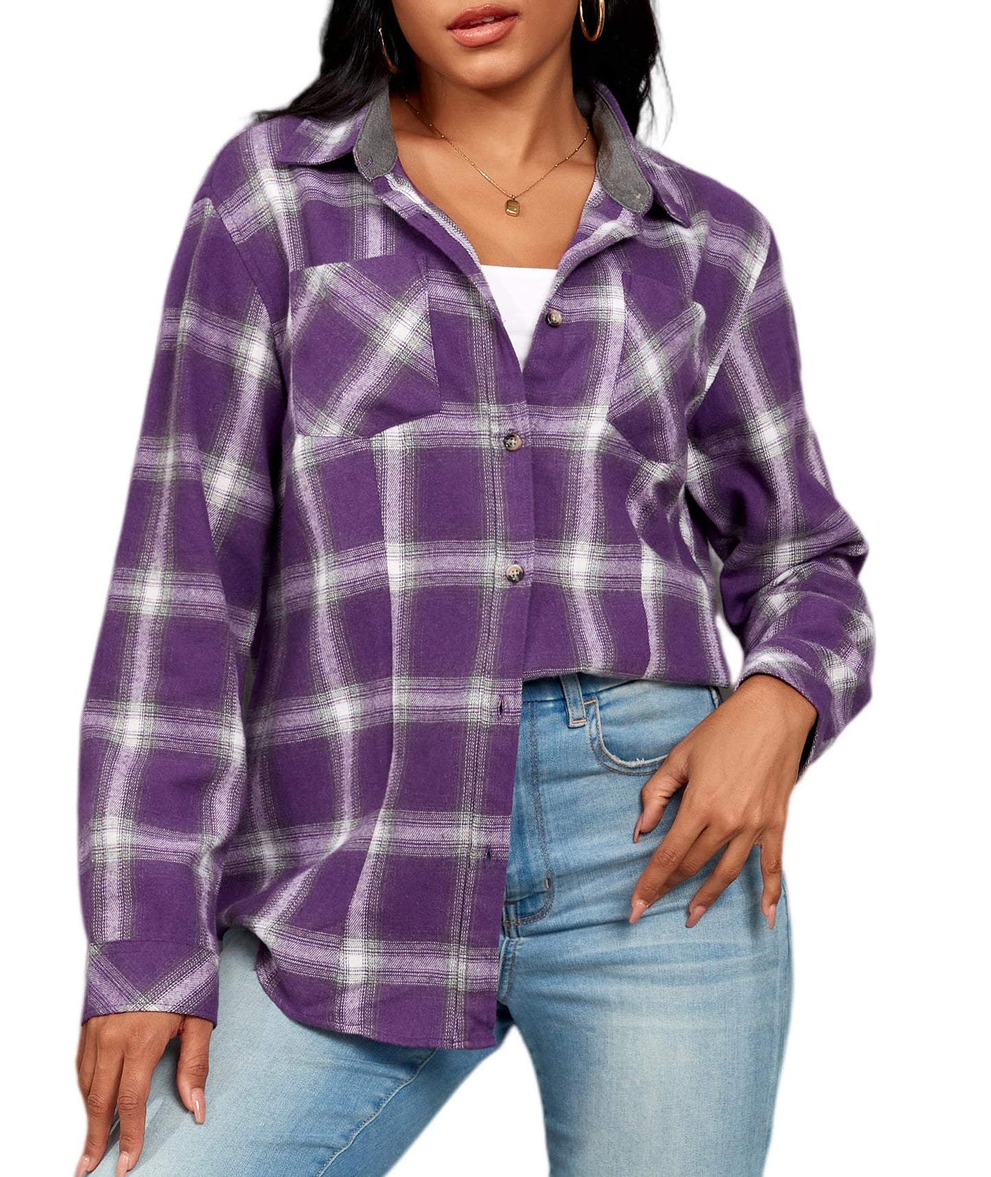 Flannel Shirts for Women Buffalo Plaid Shirts Oversized Long Sleeve