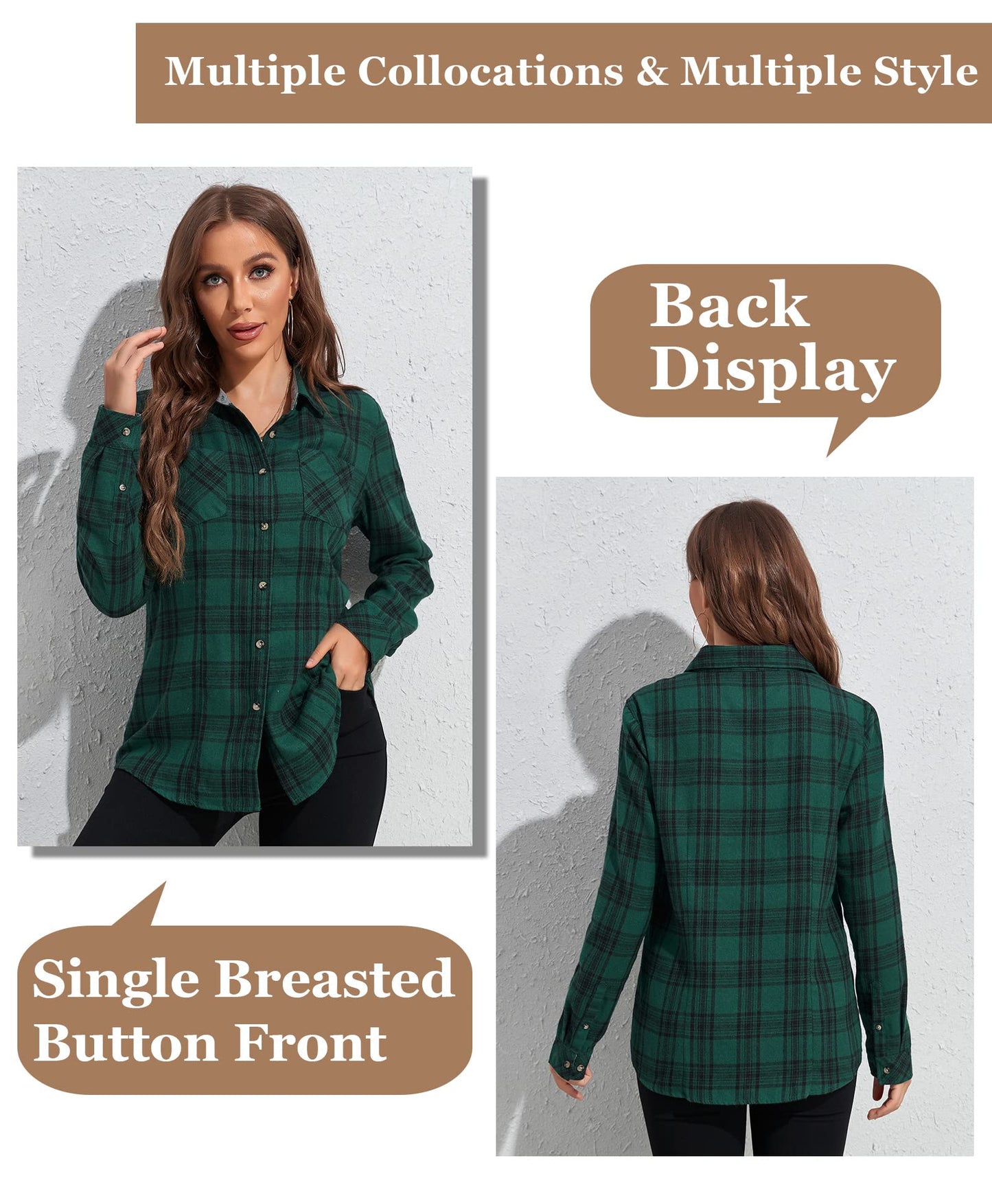 Flannel Shirts for Women Buffalo Plaid Shirts Oversized Long Sleeve