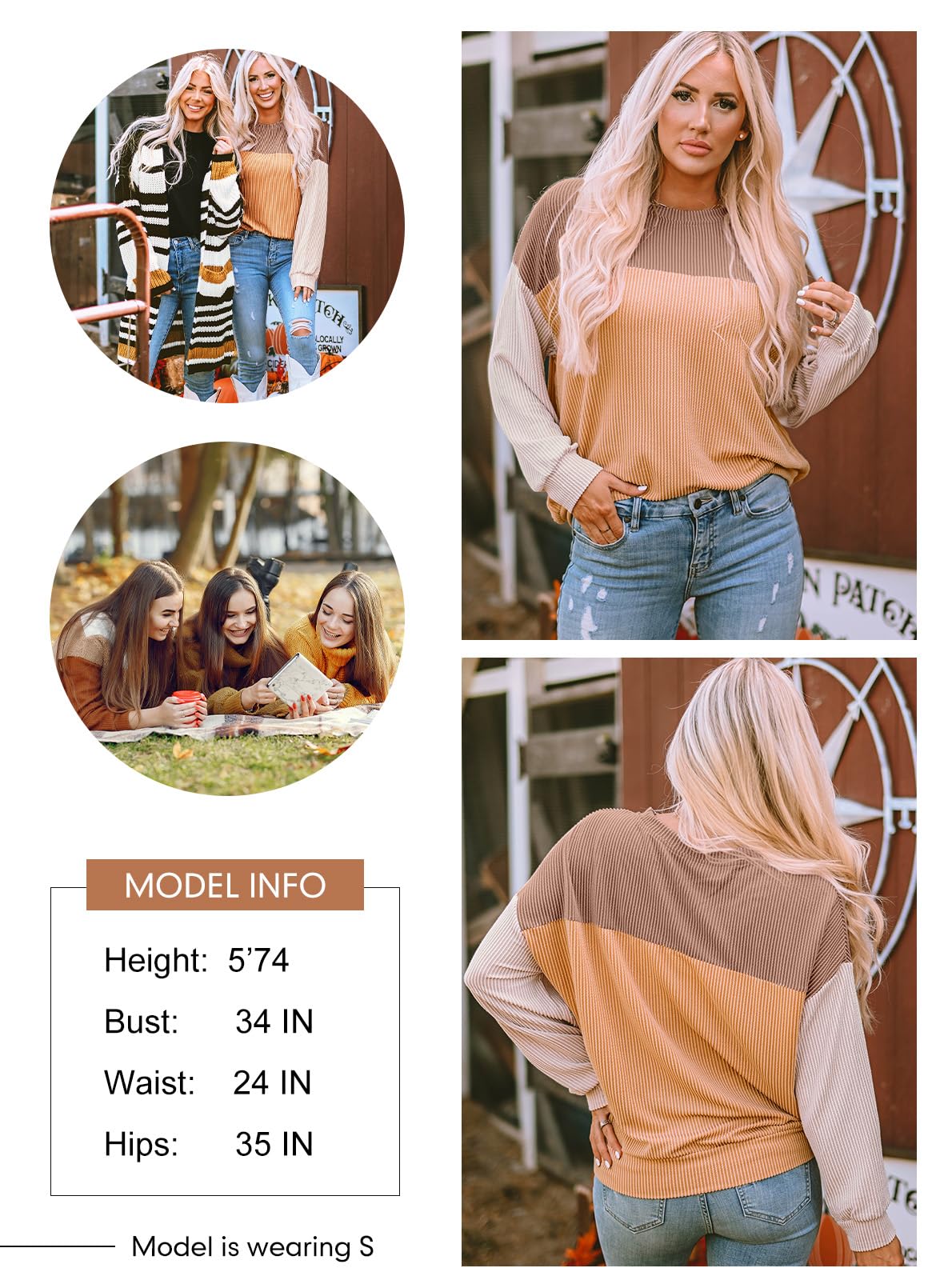 Womens Fashion Long Sleeve Crewneck Knitted Casual Loose Pullover Shirts Tops