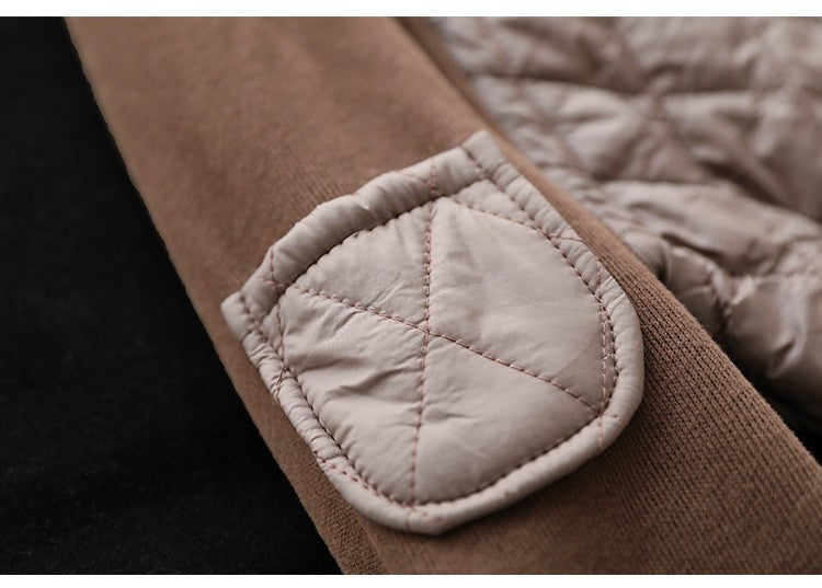 Literary Warm Splicing Round Neck Cotton Jacket