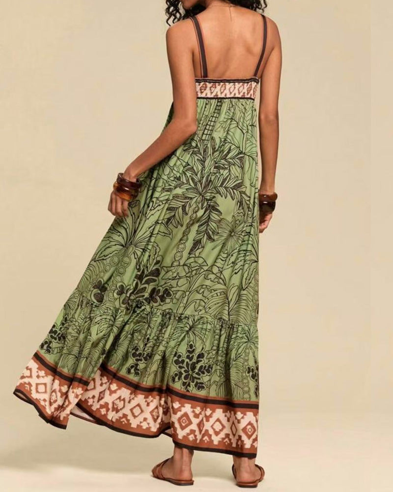 Casual Bohemian Print Sling Dress