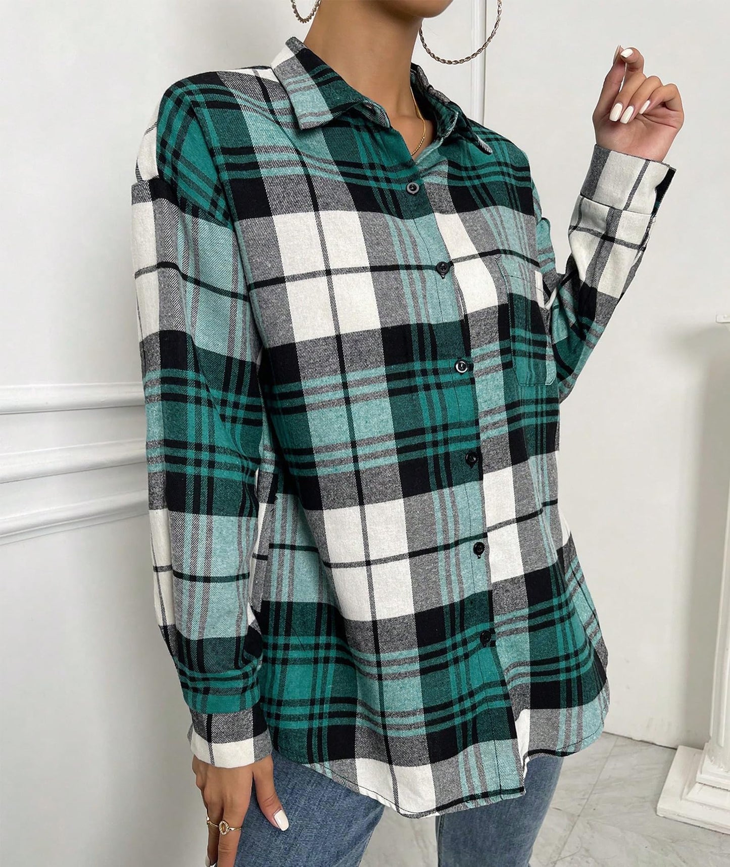 Flannel Shirts for Women Buffalo Plaid Shirts Oversized Long Sleeve