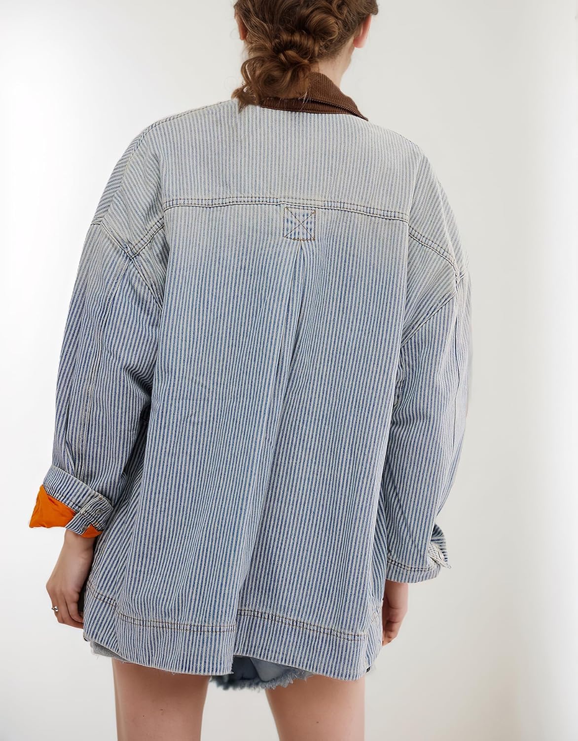 Casual Oversized Stripe Button-Down Denim Jacket (Buy 2 Free Shipping)