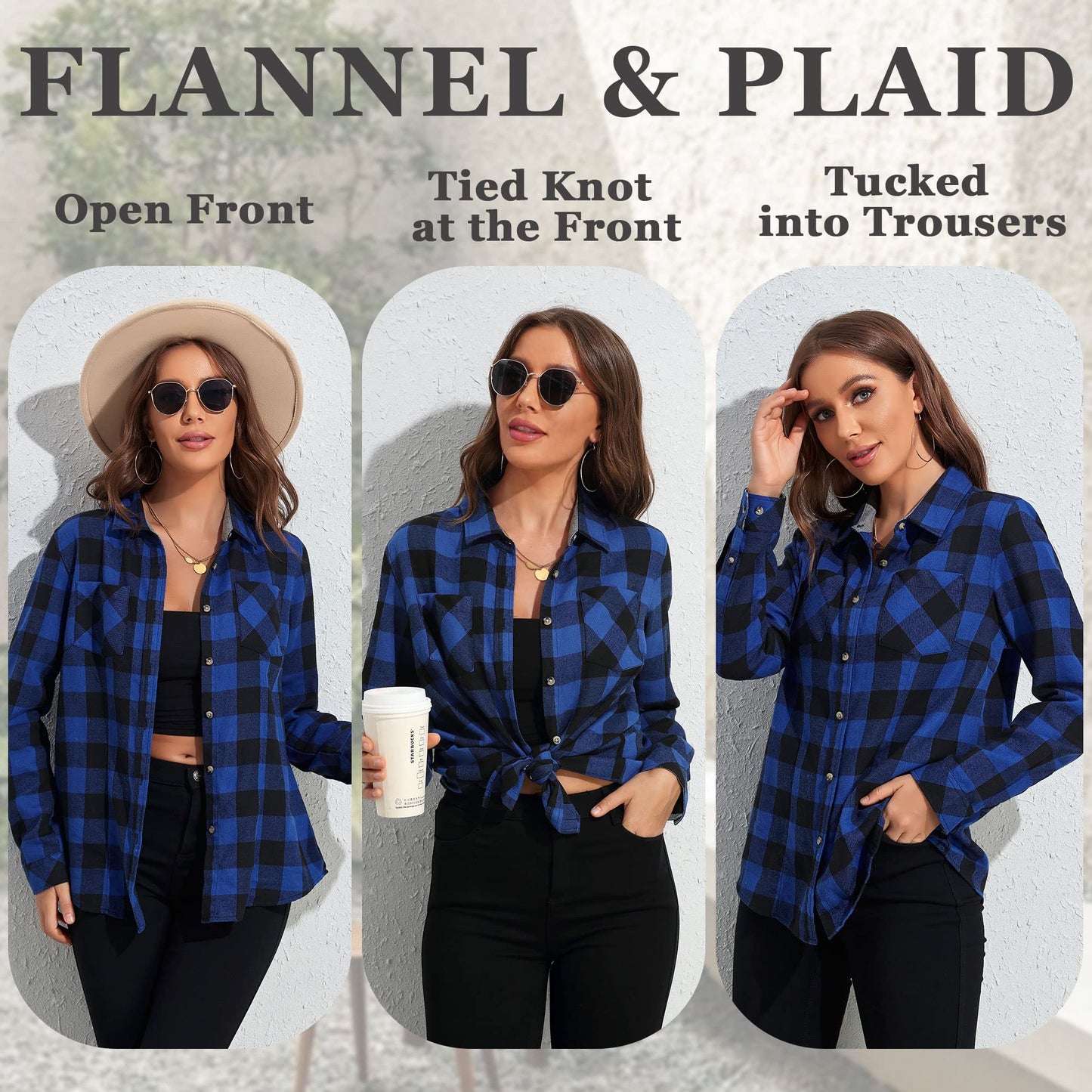 Flannel Shirts for Women Buffalo Plaid Shirts Oversized Long Sleeve