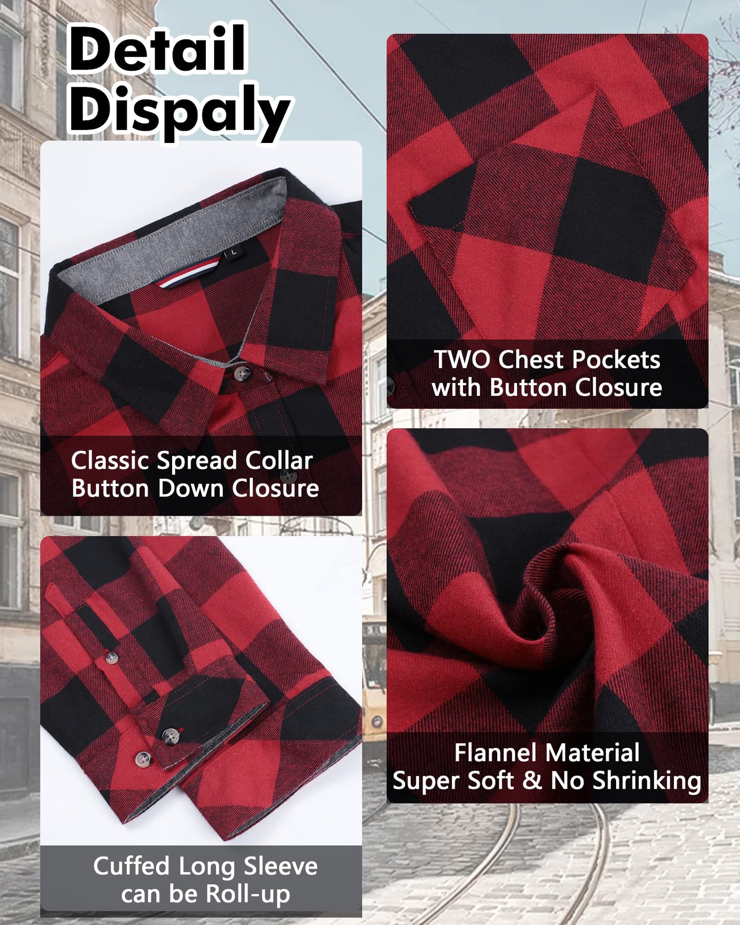 Flannel Shirts for Women Buffalo Plaid Shirts Oversized Long Sleeve