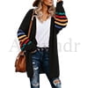 Plus Size Cardigan for Women Long Stripe Knit Open Front Sweaters Jacket 2XL