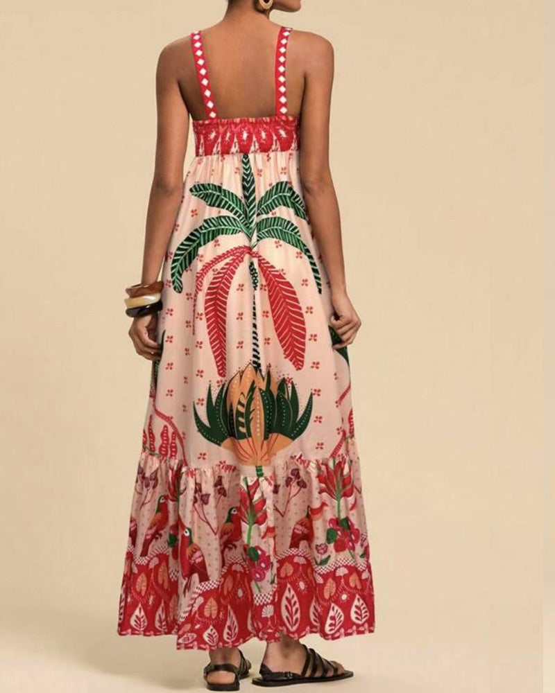 Casual Bohemian Print Sling Dress