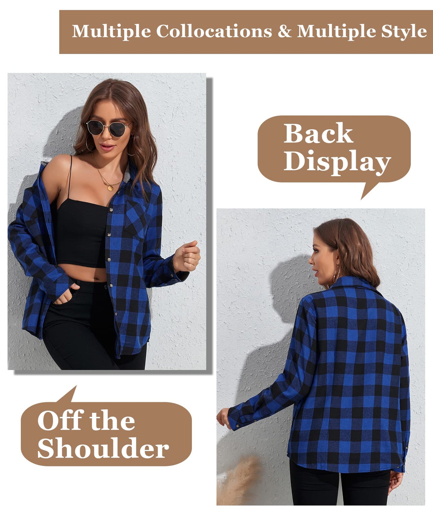 Flannel Shirts for Women Buffalo Plaid Shirts Oversized Long Sleeve