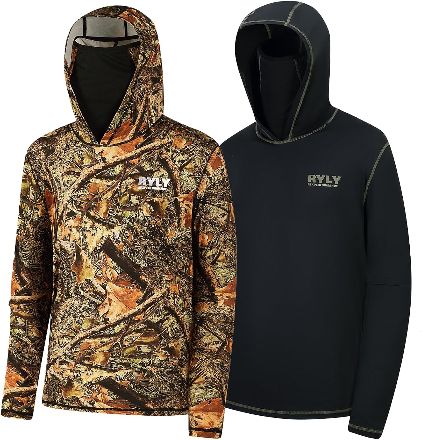 Fishing Shirts for Men,Long Sleeve Rash Guard Shirts Sun Protection Hoodie Athletic Running Hiking Shirt 1/2 Packs