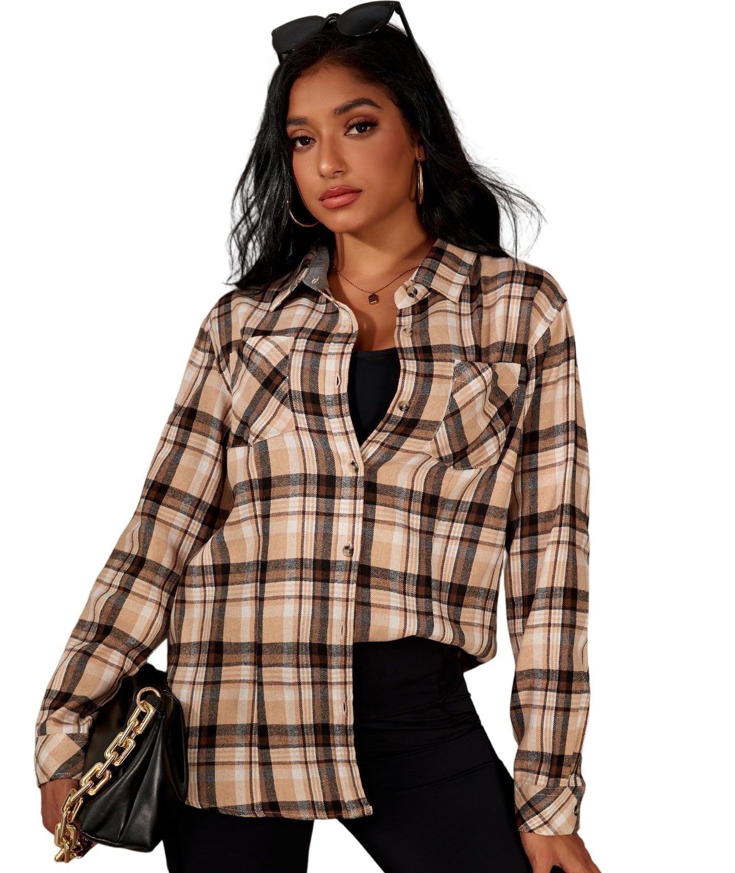 Flannel Shirts for Women Buffalo Plaid Shirts Oversized Long Sleeve