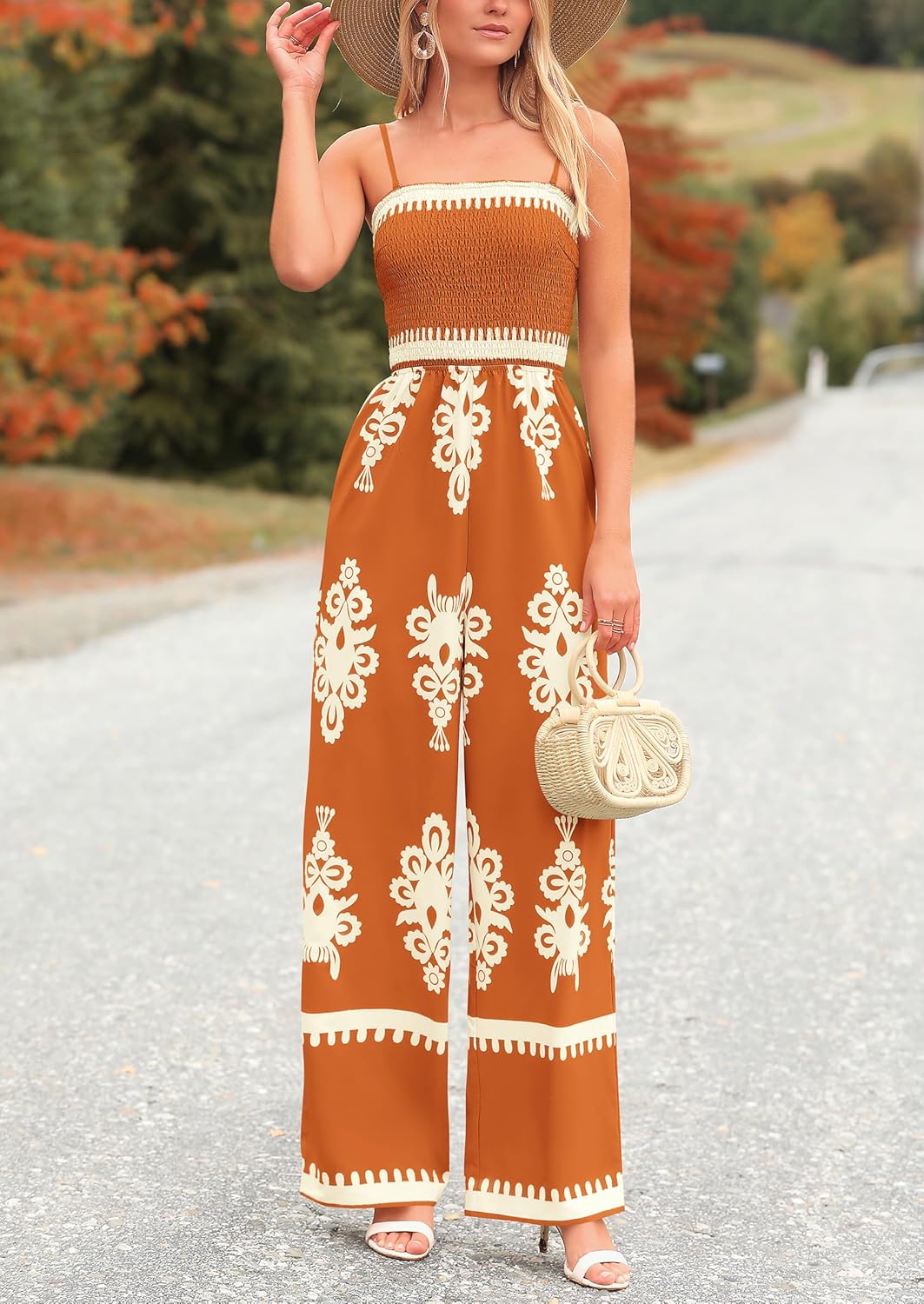 Casual Boho Spaghetti Strap Wide Leg Jumpsuit(Buy 2 Free Shipping)