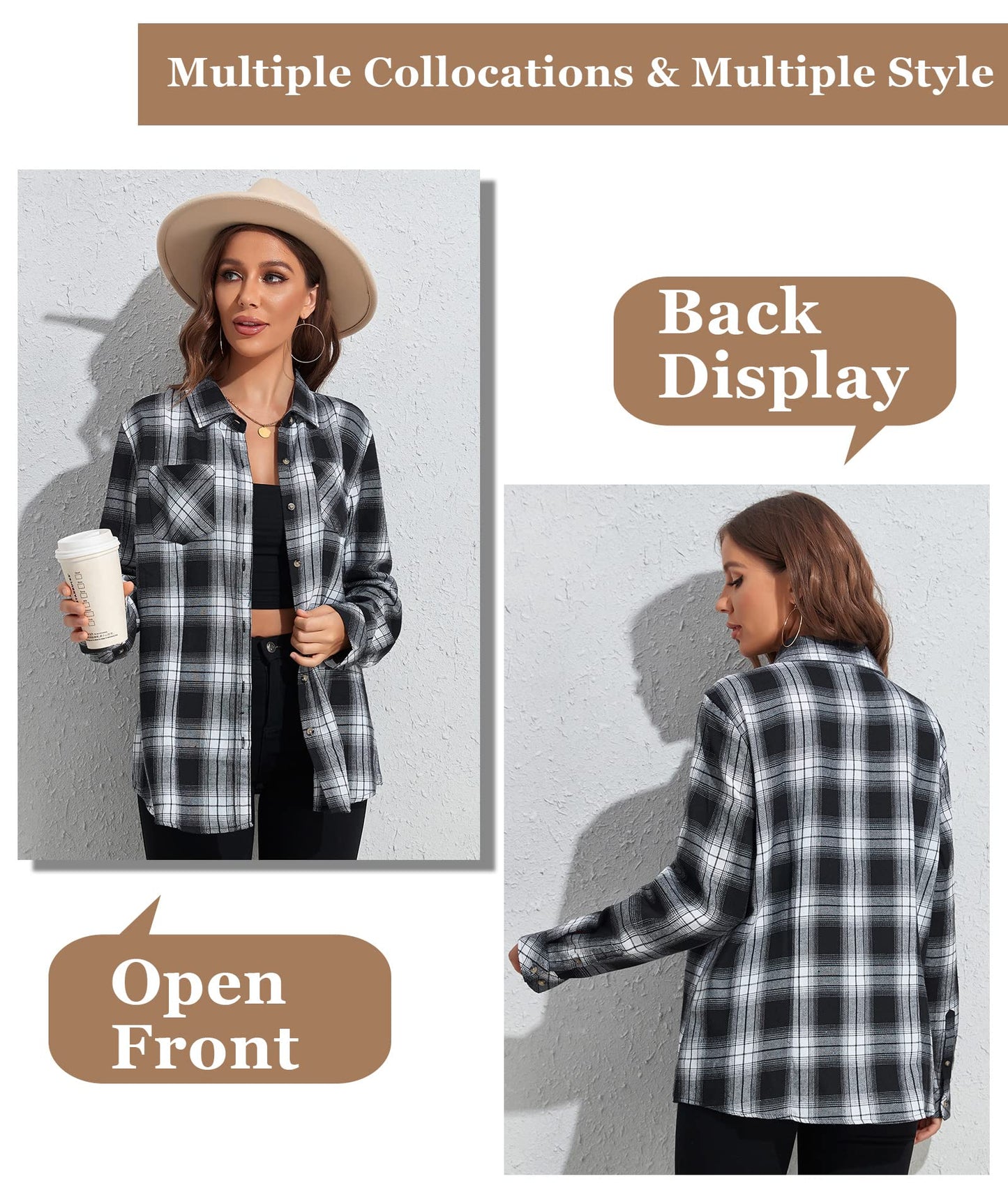 Flannel Shirts for Women Buffalo Plaid Shirts Oversized Long Sleeve