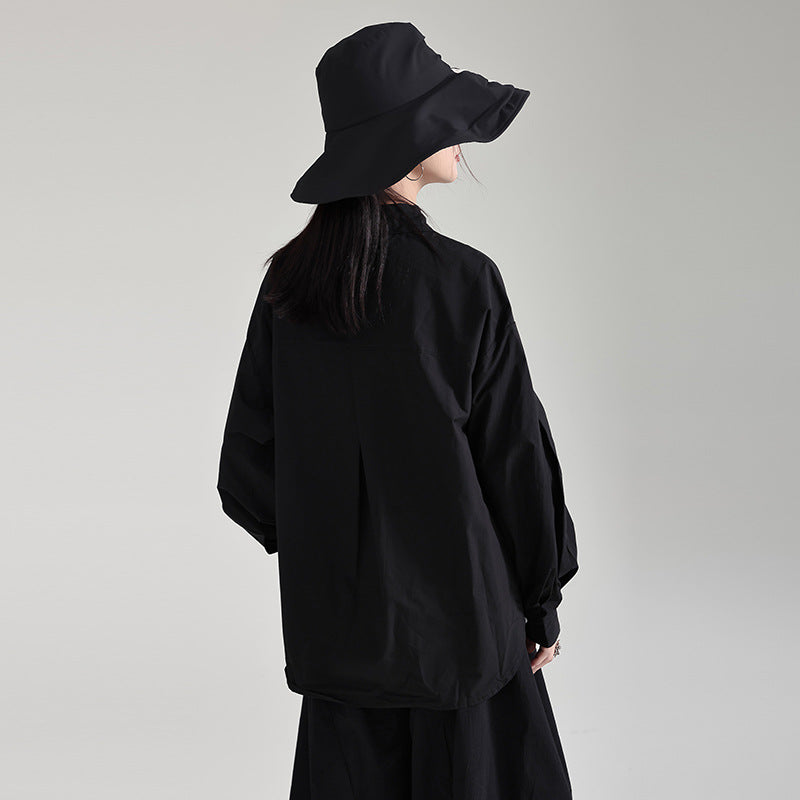 Classic Solid Color Bubble Sleeve Blouse