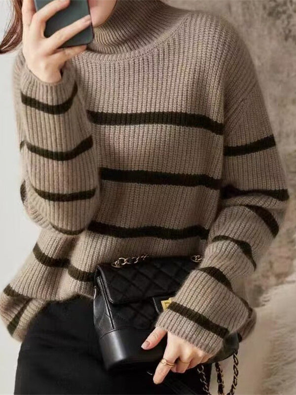 Vintage Striped Turtleneck Sweater