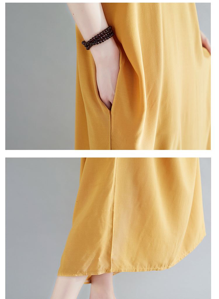 Loose Cotton Solid Color Maxi Dress