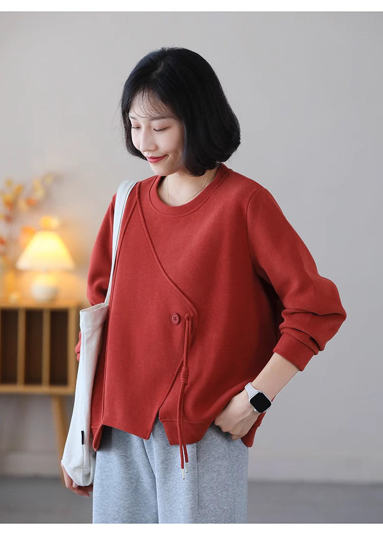 Casual Solid Color Splicing Long Sleeve Sweatshirt