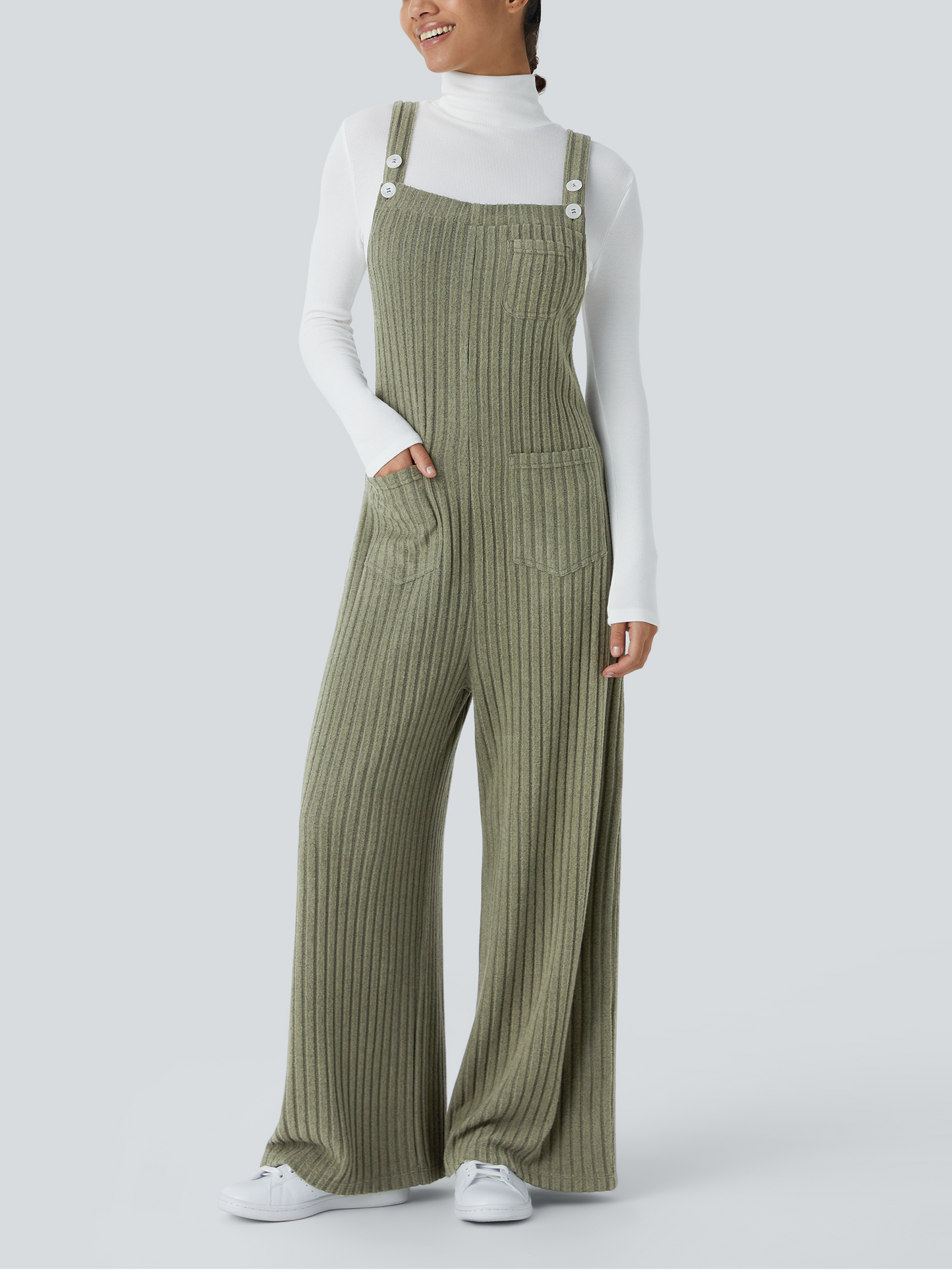 ✨Rib Knit Adjustable Straps Buttoned Multi-Pocket Overalls(Buy 2 Free Shipping)