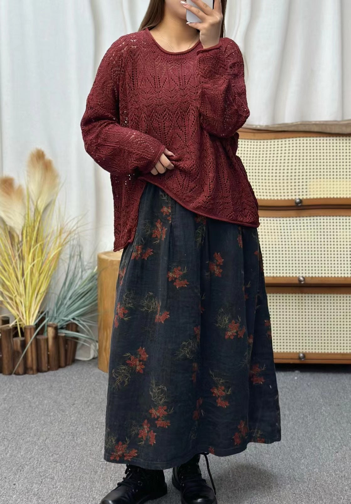 Vintage Loose Irregular Hollow Sweater