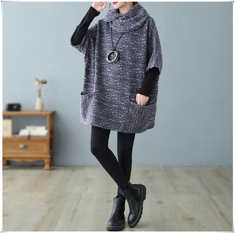 Loose Knitted Large Pocket Turtleneck Sweater
