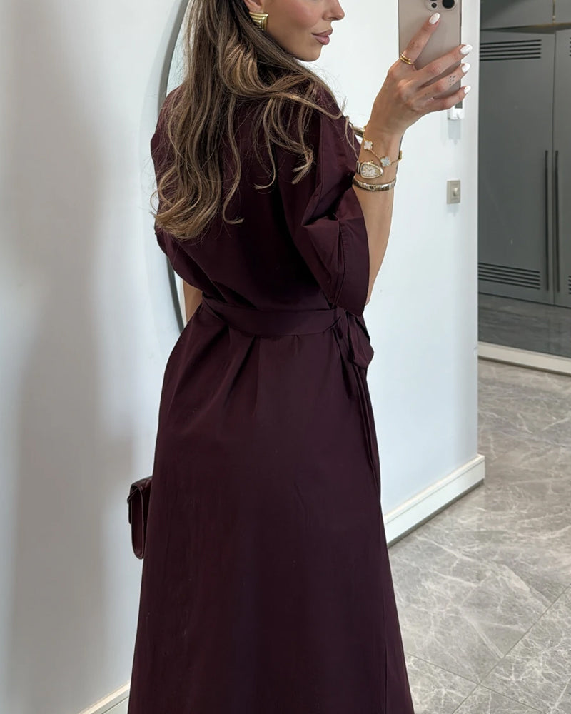 Casual Solid Lapel Dress