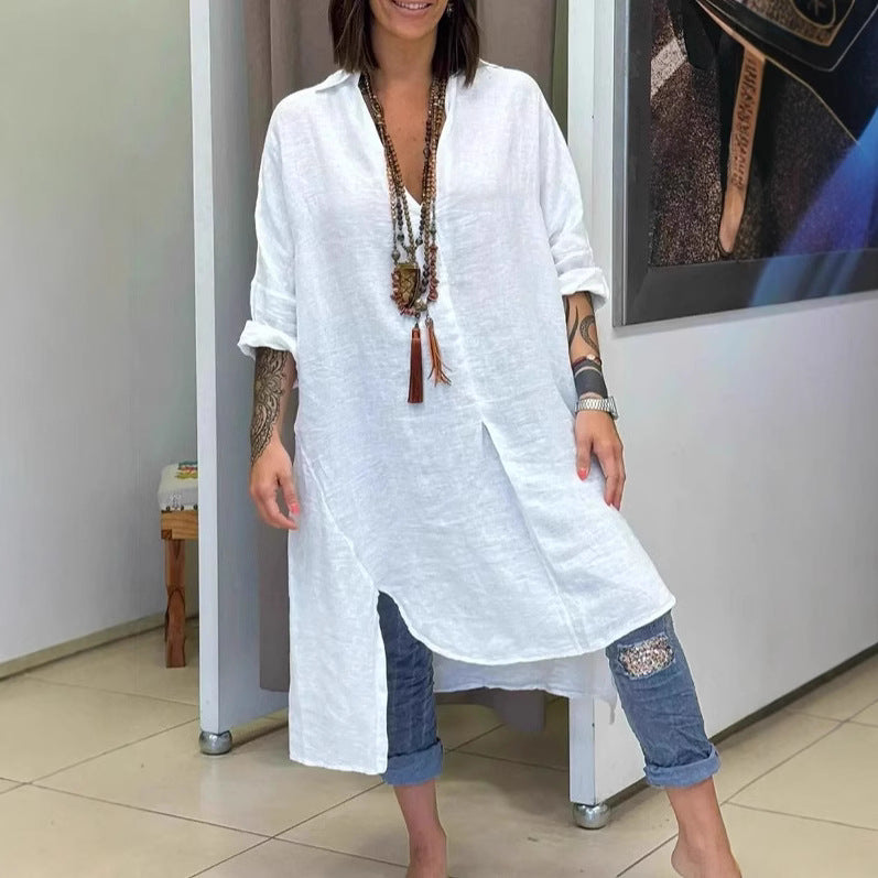 Casual Long Cotton Shirt Dress