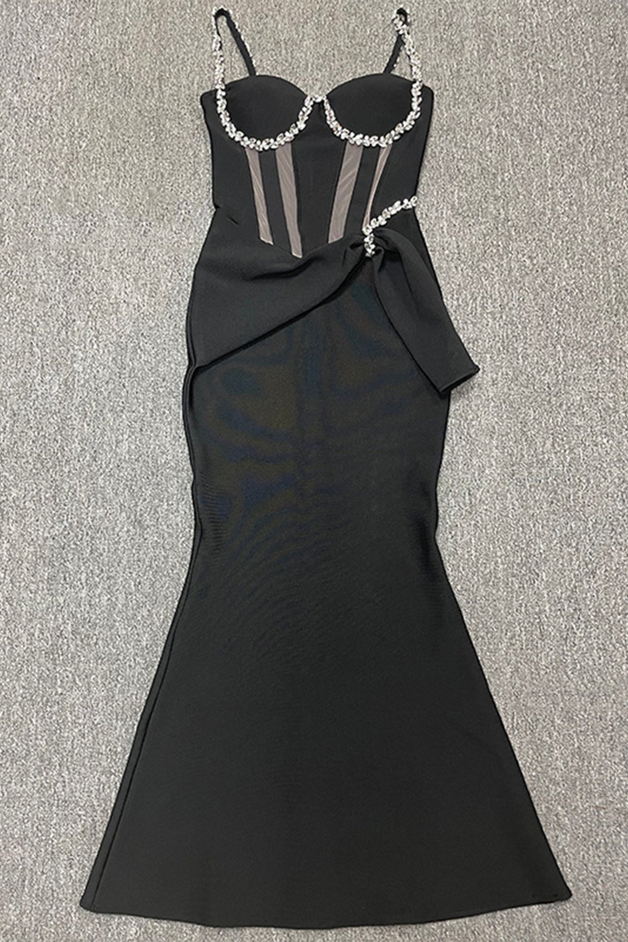 Evie Strap Mesh Pleated Maxi Dress