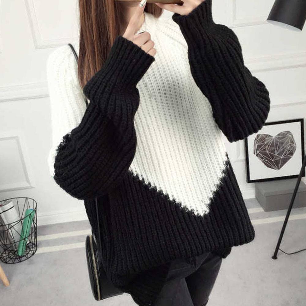Patchwork Mid-Length Women's Sweater