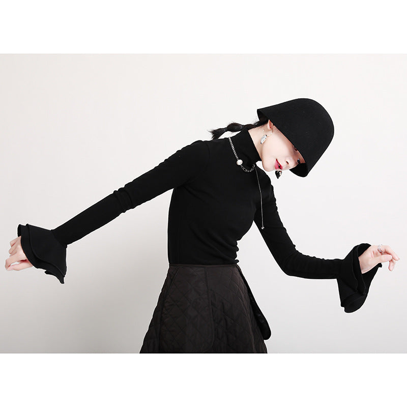 Special Solid Color Stretch Turtleneck Cotton T-Shirt