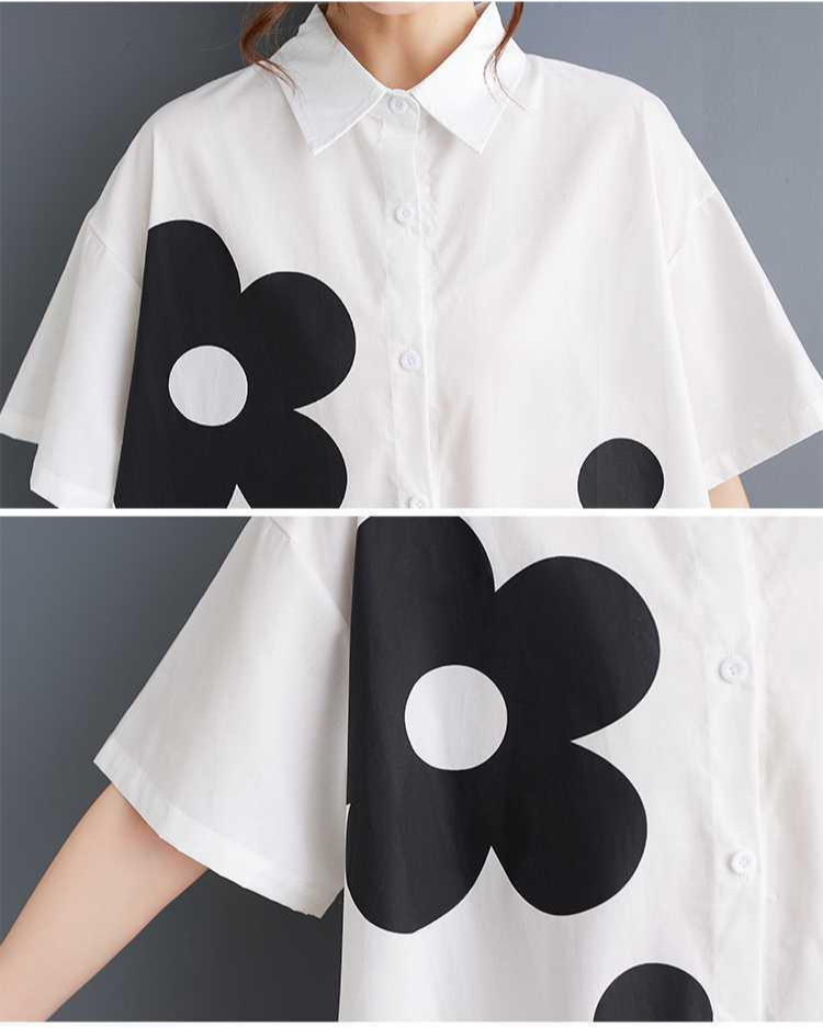 Loose Printed Spliced Short Sleeve Dress