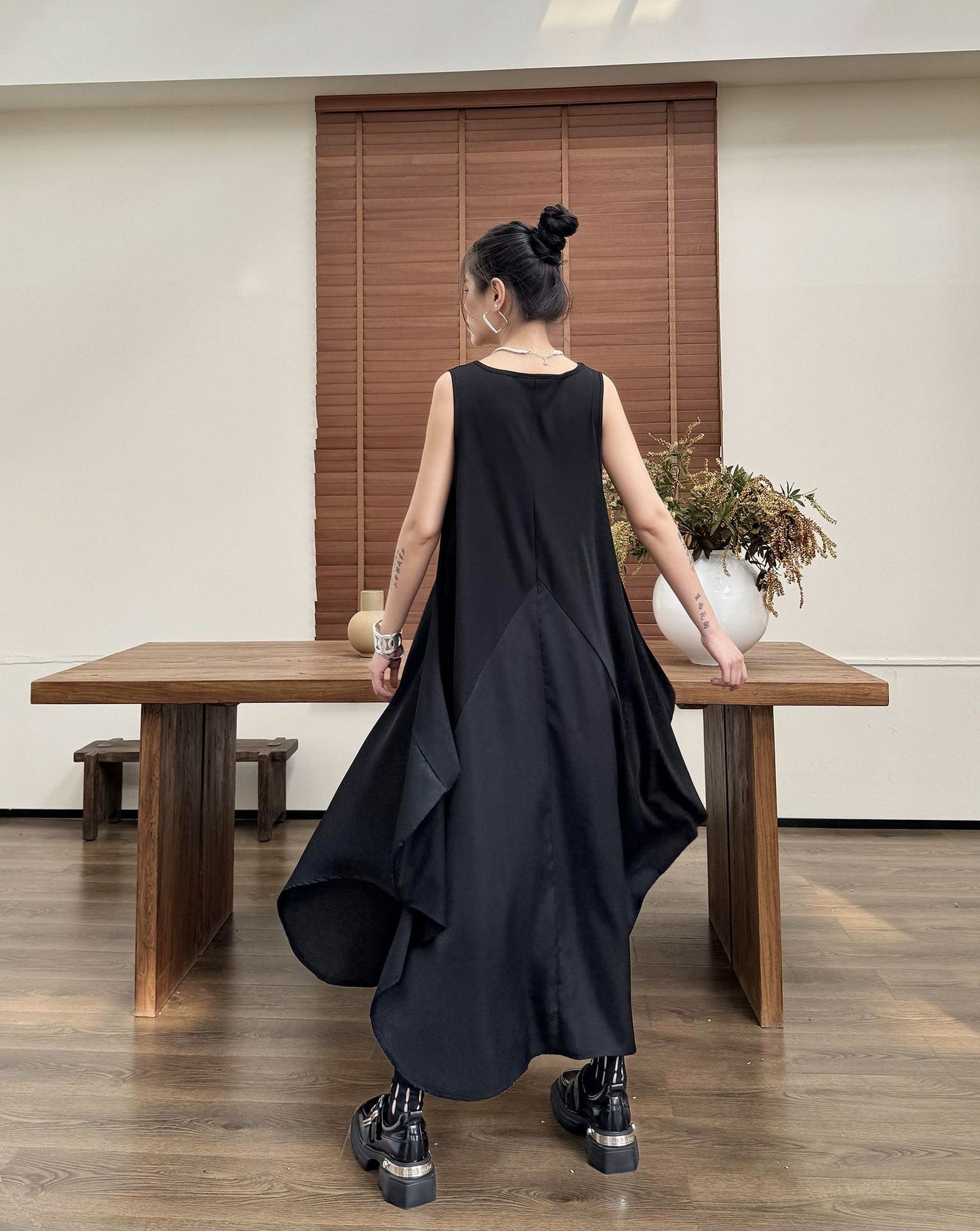 Dark Style Splicing Sleeveless Maxi Dress