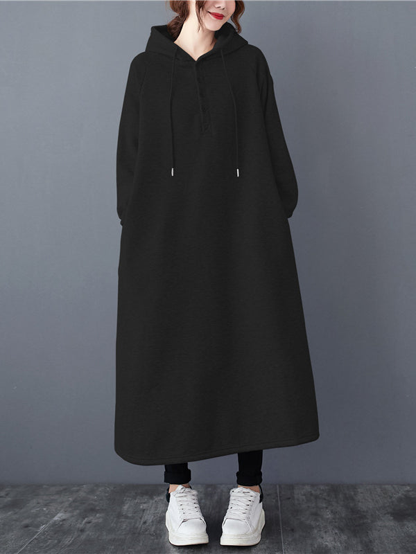Casual Thickened Hooded Sweatshirt Dress