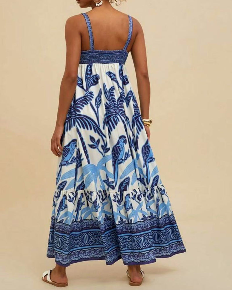 Casual Bohemian Print Sling Dress