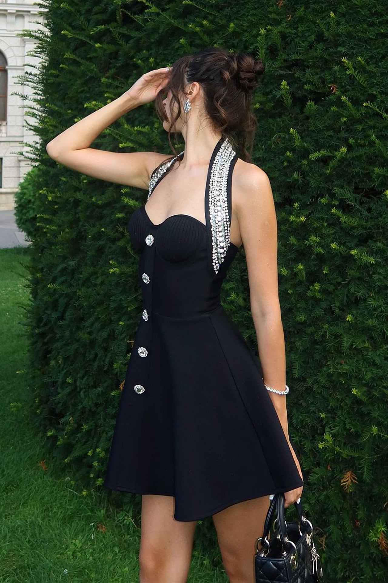 Hugoquirit Black A-Line Bandage Mini Dress