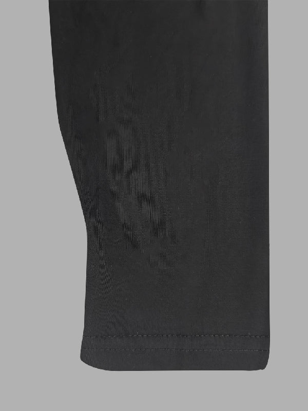 Simple Loose Black Split-Joint Long Sleeves Midi Dress