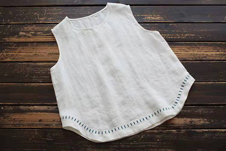 Vacation Style Simple Embroidery Loose Vest