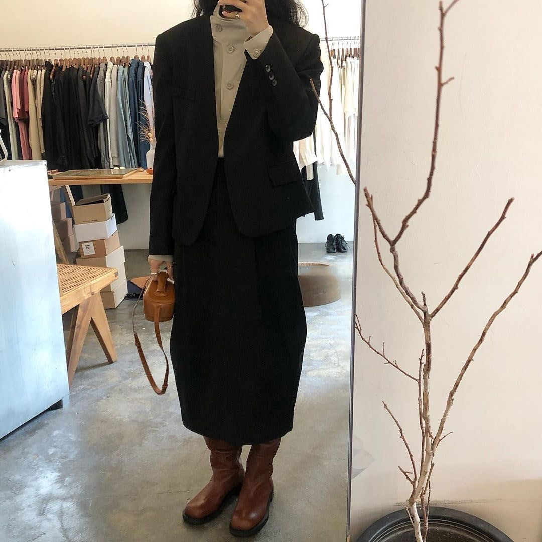 Niche Design Solid Color Stand Collar Long Sleeve Shirt