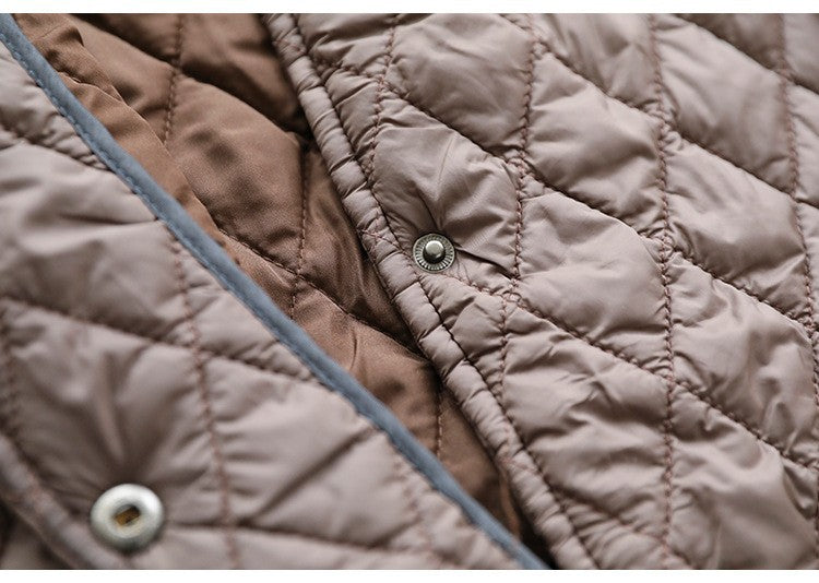 Literary Warm Splicing Round Neck Cotton Jacket