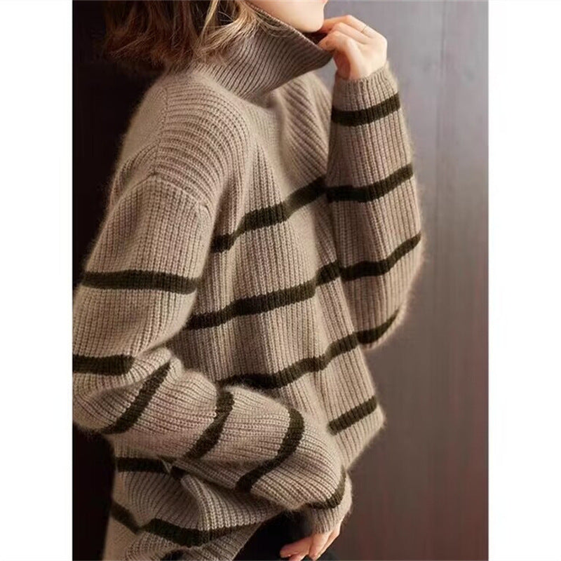 Vintage Striped Turtleneck Sweater
